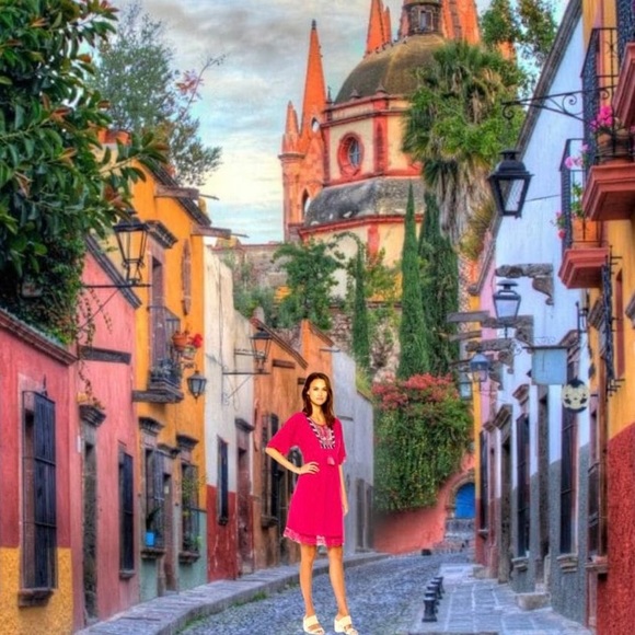 SALE Ella Moon Embroidered Pink Dress Size M - Picture 9 of 9